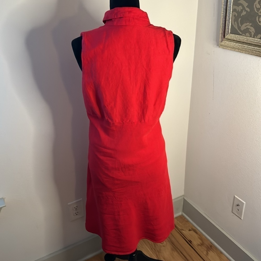 Sarah Spencer Red Linen blend Sz 6 sleeveless A line midi dress - Picture 5 of 7